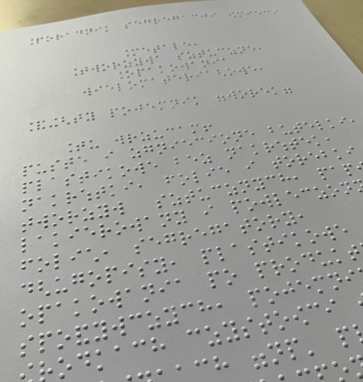 tekst w jęzuku Braille