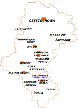 Mapa województwa śląskiego
