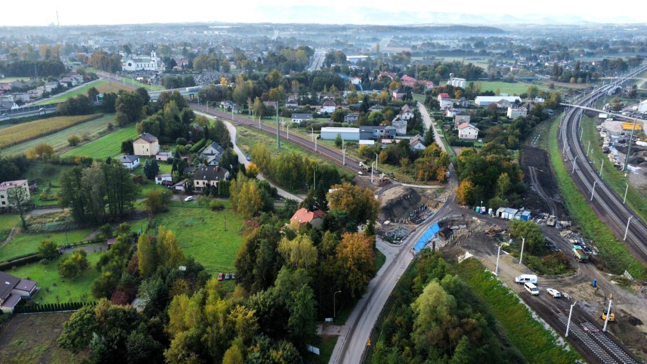 ulica Legionów w Czechowicach-Dziedzicach w trakcie budowy wiaduktu kolejowego