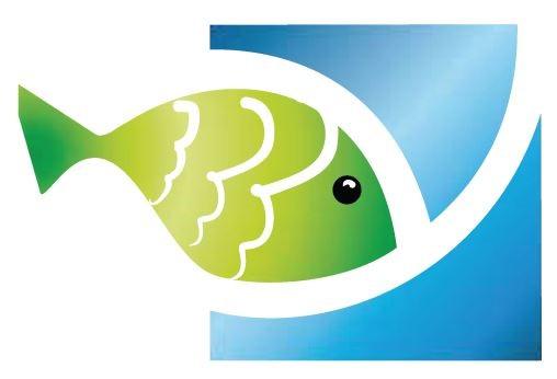 Logotyp LGR - symbol ryby w kolorach niebieskim i zielonym