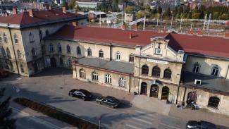 dworzec kolejowy w Czechowicach-Dziedzicach z lotu ptaka