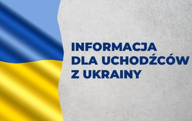 baner informacyjny z flagą Ukrainy