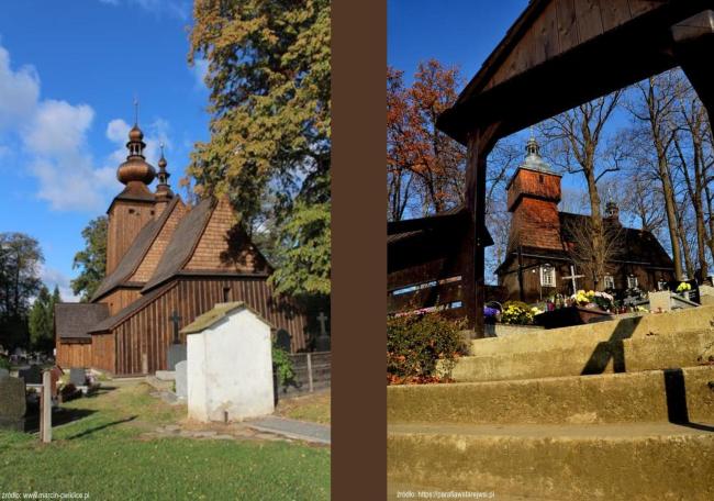 Dwa z drewnianych kościołów, które znajdą się na trasie wycieczki. 
