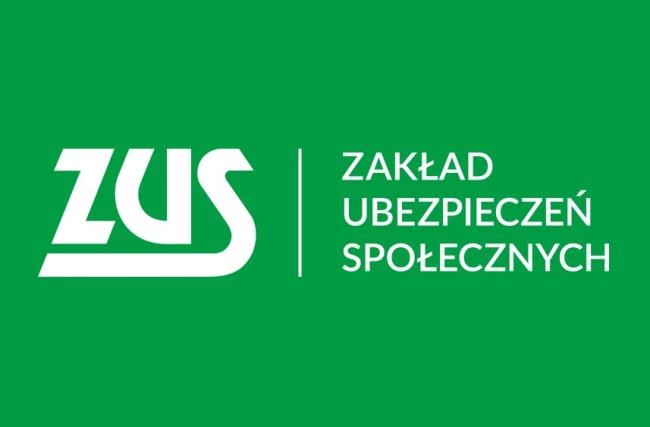 logotyp ZUS na zielonym tle